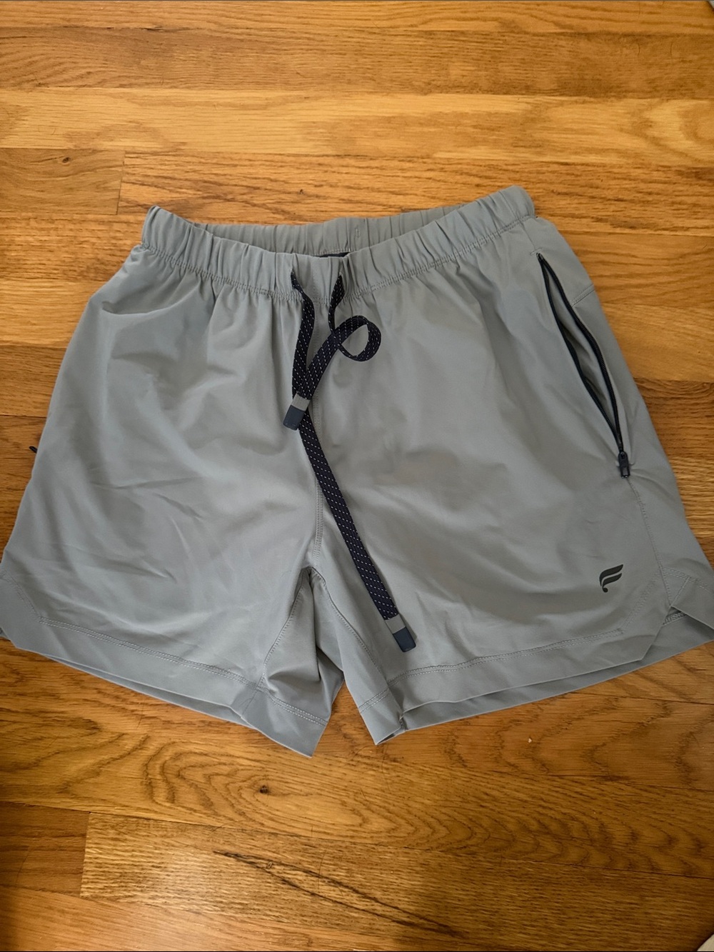 Fabletics Men's Light Gray lined Athletic Shorts with Drawstring